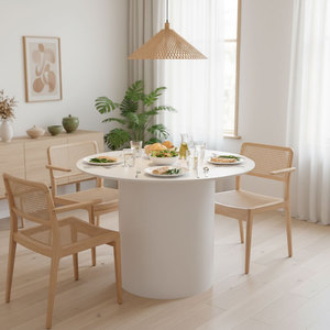 BA68180 100cm Round <b>Dining</b> <b>Table</b> Black Painted Rubberwood Convertible Wooden Furniture for Home or Hotel Use Assembled - Product Image 3