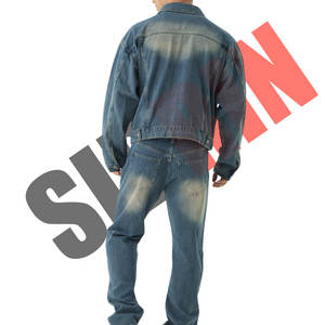 Unisex Stylish Versatile Lightweight Acid Wash Denim <b>Jacket</b> Custom Logo Boxy <b>Herringbone</b> Fabric <b>Men</b> & Women Outerwear for Winter - Product Image 4
