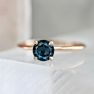 Anillo de piedras preciosas de Topacio Azul Londres Natural de corte redondo de alta calidad, anillos de compromiso de boda de oro sólido de 14K 18K para mujer, joyería fina - Product Image 2