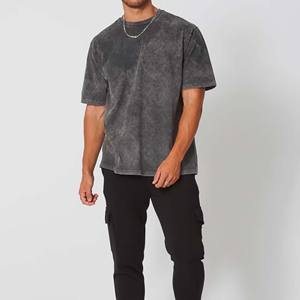 Camiseta Vintage de Alta Calidad con Lavado Ácido para Hombre, Diseño Holgado Oversize, Logotipo Personalizado, 100% Algodón, Transpirable, de Peso Pesado - Product Image 1