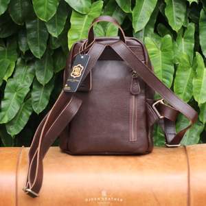 High Quality Genuine Leather <b>Backpack</b> for Men and <b>Women</b> with Multiple Compartments Stylish Brown <b>Small</b> Travel Bag Handmade - Product Image 1