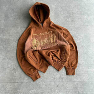 Sudaderas con Capucha de Felpa Francesa de Algodón de Primera Calidad, Diseño Nuevo de Fabricante OEM, Bordado Aplicado y Lavado Ácido, 500 GSM, con Cremallera - Product Image 3