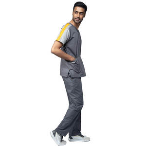 Ensemble de gommage personnalisé bicolore pour infirmière, uniforme à col en V léger et doux pour les infirmières, vêtements médicaux de qualité supérieure pour les hôpitaux - Product Image 4