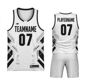 Tenues de basket-ball personnalisées de haute qualité, impression par sublimation, vêtements de sport, 100% polyester, couleur unie, ensembles de tenues de basket-ball pour hommes - Product Image 1