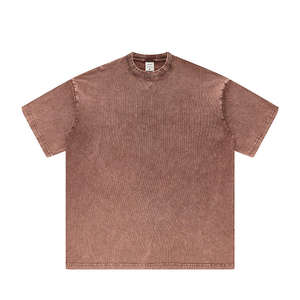 T-shirt en coton pour homme surdimensionné en maille délavée à l'acide personnalisé Logo de marque personnalisé Mode d'été - Product Image 6