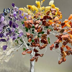7 Chakra Gemstone <b>Tree</b> Chakra <b>Crystal</b> <b>Tree</b> with Apophyllite <b>Crystal</b> Base Multi <b>Crystal</b> <b>Tree</b> Gemstone Cluster Wire Sculpture - Product Image 4