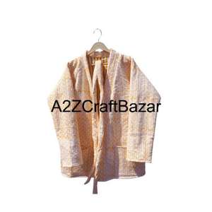 Veste matelassée en coton réversible faite à la main pour femmes, imprimé floral en blocs, style indien bohème, vêtements d'hiver - Product Image 1