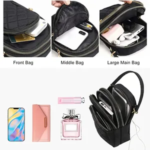 Thuận tiện bán buôn của phụ nữ Nylon ví điện thoại di động túi với vai Crossbody lưu trữ cầm tay cho điện thoại thông minh