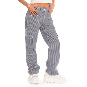 Women's Custom Casual Loose Winter 100% Cotton Jogging Pants <b>Low</b> <b>Rise</b> Wide Leg Street Style <b>Cargo</b> Pants with High Waist Pockets - Product Image 4