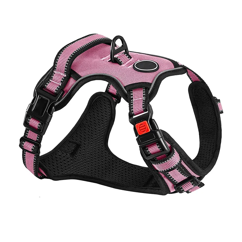 Webbing Fabricante Customizável Pink Poly Reflective Pet Webbing para Não Pull Dog Harness com Quick Release Neck Buckle