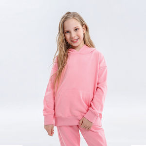 Sudaderas de gran tamaño de otoño Vintage personalizadas al por mayor de fábrica para niños, ropa de invierno con capucha para niños con patrón sólido - Product Image 3