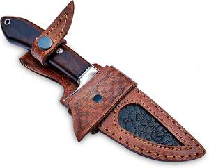 Couteau de survie extérieur en acier damas fait à la main lame fixe gaine en cuir Support OEM Style Cowboy pour la chasse et le camping - Product Image 6