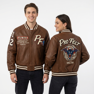 Veste universitaire de style actuel, corps en laine, manches longues, broderie de crâne, veste universitaire de style lettreman, veste de baseball pour hommes - Product Image 5