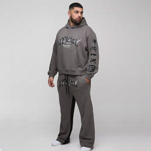 High-Demand Homme Streetwear Oversized Tracksuit for Men Plus Size Official Embroidery Hooded Relaxed Flare Gym Wear Set - Product Image 1