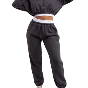 Conjunto de 2 piezas antienvejecimiento, transpirable, de secado rápido, Flexible, Otoño Invierno, sudadera con capucha para mujer, pantalones de chándal, Jogger, informal, sólido, superoferta, trajes - Product Image 3