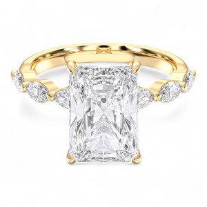 4.65 Carat F-G/VS Lab Grown Radiant & Marquise Diamond Prong Set Solitaire Bague de fiançailles en or massif pour femme - Product Image 3