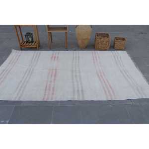 Alfombra vintage de 4.6x8.5 pies, alfombra con diseño de plantas y árboles blancos, de lana - Product Image 3
