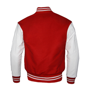 Chaqueta de béisbol con mangas de cuero y bordado personalizado para hombre con letras universitarias de alta calidad de fábrica - Product Image 3