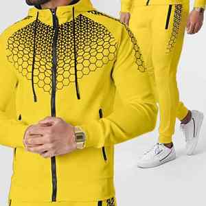 Ensemble de survêtement en molleton personnalisé par sublimation pour homme, sweat à capuche et pantalon de jogging, streetwear, gym, course à pied, coupe confortable - Product Image 5