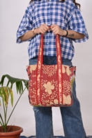 Sac fourre-tout unisexe léger et durable en coton doux, imprimé à la main, style vintage Kantha, matelassé, écologique, idéal pour le shopping, style hippie Jhola