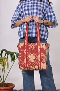 Bolso de compras acolchado Kantha Vintage estampado a mano, bolso de algodón suave Jhola Hippie, bolso de mercado de moda, gran capacidad, forma informal - Product Image 4