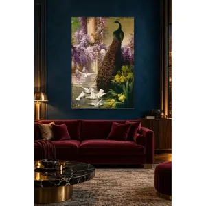 Impresión en lienzo de Fida Eugne Bidau: Pavo real en el jardín de la glicinia - Product Image 4