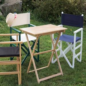 Tavolino Pieghevole WELL HOME in Legno di Faggio, Finitura Non Verniciata, 70x70x76 cm, Tavolo da Esterno con Doghe - Product Image 5