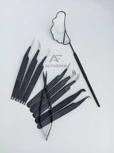 ชุดแหนบขนตาสแตนเลสสูงโลโก้ออกแบบได้เองด้ามจับกระจกเมฆสีดำด้านสำหรับการต่อขนตาแหลม - Product Image 3