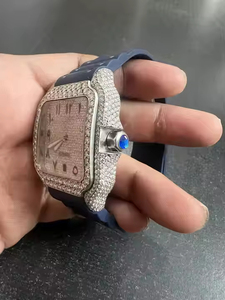 นาฬิกาอะนาล็อกเพชรโมอิสที่ทำจากเพชรออกแบบได้ตามต้องการเข็มขัดยางสไตล์วินเทจิวเวลรี่สำหรับผู้ชายผู้หญิง - Product Image 3