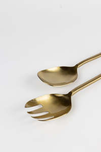 Metal <b>Gold</b> <b>Serving</b> <b>Spoon</b> & Fork for Home Hotel & Restaurant Use in Best Quality From India - Product Image 4