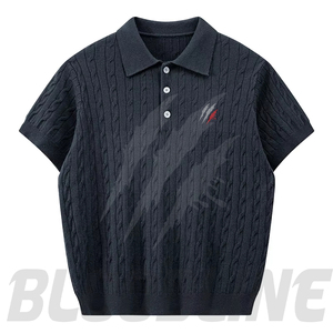 Chemise à manches courtes pour homme Bloodline, couleur unie, tricotée, respirante, en coton, séchage rapide, coupe classique, marron - Product Image 3