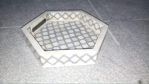 Nouveau design plateau d'incrustation d'os plateau de service indien fait à la main luxe et haute qualité prix usine direct plateau de service en incrustation d'os - Product Image 4