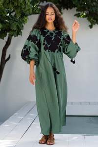 Tout nouveau produit vestido femmes vêtements beau travail brodé à manches longues Vyshyvanka bohème longues robes ukrainiennes en lin - Product Image 5