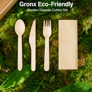 Set di posate usa e getta in legno ecologico Grinox - Product Image 3