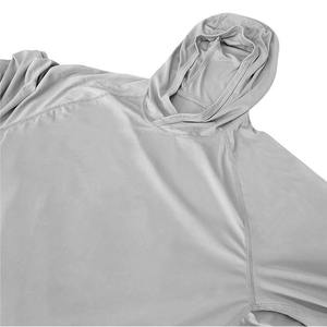 Chemise à manches longues unisexe avec capuche, protection UV, gris uni, 100% polyester, UPF 50, pull-over, vêtements de pêche, taille adulte - Product Image 3
