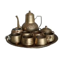 Ensemble théière et tasses à thé vintage 1L en métal de Dubaï, vaisselle à café en verre la plus vendue pour la maison et les fêtes, en alliage de zinc durable