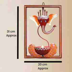 Porte-bougie mural spirituel Ganesha, éclairage quotidien pour la prière, décoration intérieure indienne et cadeau idéal pour Diwali pour les commandes en gros - Product Image 5