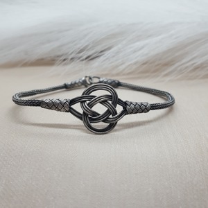 Pulsera de cadena Kazaz blanca y negra tejida a mano de Plata de Ley 999 hecha a mano de Anatolia, joyería Unisex Dianty única - Product Image 3