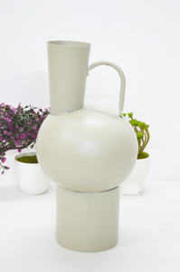 แจกันตั้งพื้นเคลือบผงสไตล์นอร์ดิกแจกันเคลือบผงโลหะเคลือบสีงาช้างสีสันสดใสบ้าน/งานแต่งงานแจกันตกแต่งบ้านแจกันแบบกำหนดเอง - Product Image 4