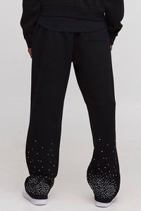 High Demanding <b>Tall</b> Shrunken Rhinestone Black <b>Men</b> Zip Hoodie & <b>Jogger</b> Set Breathable Cotton Blended Rhinestone <b>Men</b> Tracksuit - Product Image 6