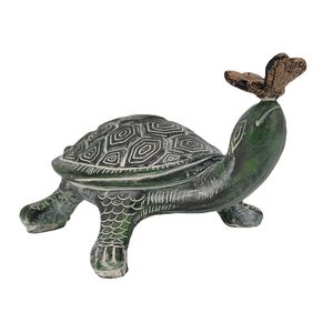 Vintage Tortoise <b>Garden</b> Showpiece Object Floor Display Handmade Solid Tortoise <b>Butterfly</b> On Face Outdoor Sculpture & Statue - Product Image 1