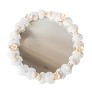 Sirène vietnamienne inspiré coquillage miroir mural fait à la main Boho miroir rond pour plage décor côtier cadeau pour les amoureux de l'océan - Product Image 3