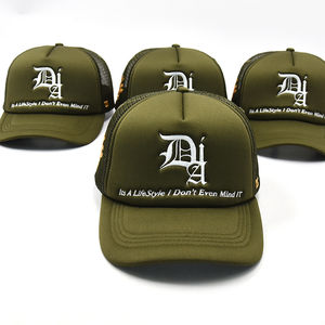 Chapeau de camionneur vert 5 panneaux de haute qualité casquette en maille broderie personnalisée Logo formel éponge Denim chapeau en toile en gros pour la performance - Product Image 2