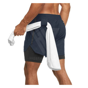 High Durable <b>Men's</b> Gym Workout Training <b>Shorts</b> Athletic Exercise Wear Polyester Nylon & Cotton Made Double Layer <b>Short</b> Pants - Product Image 6