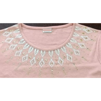 T-shirt élégant à manches longues et col rond en jersey simple 100 % coton peigné pour femme, imprimé lumineux uni, teinture unie