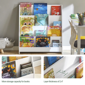 Modern 4-Tier Wood <b>Cube</b> <b>Bookshelf</b> <b>for</b> Kids <b>for</b> Home Office Nursery Cubby Storage in Children's Playroom or Living Room - Product Image 4