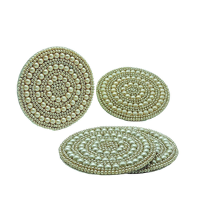 Posavasos de cuentas clásicos hechos a mano con respaldo de poliéster-Iglesia portátil y regalos religiosos (4x4 pulgadas) - Product Image 4