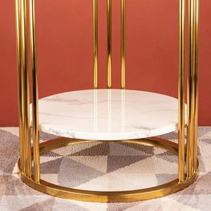 Table d'appoint de chevet en métal au design de luxe Table d'appoint de présentation à café fabriquée sur mesure en métal et en marbre - Product Image 2