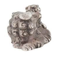 Figurine de Lion en laiton argenté indien fait à la main avec Cub, sculpture assise, Statue, décoration de la maison, article cadeau 2.00 pouces NSP-314