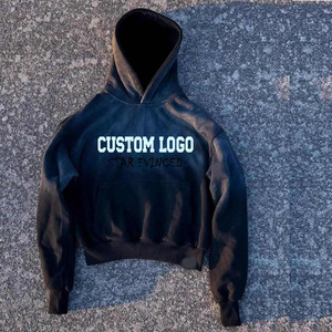 Sweats à capuche unisexes en molleton 100% coton lourd surdimensionnés Logo brodé personnalisé Impression numérique pour l'automne - Product Image 5